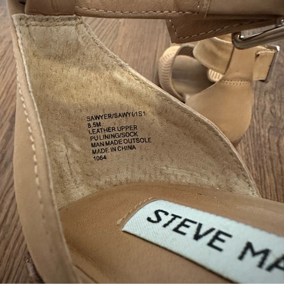 Steve Madden Sawyer Sandal Size 8.5 M Tan Neutral Stacked Heel boho neutral tan - Picture 6 of 8